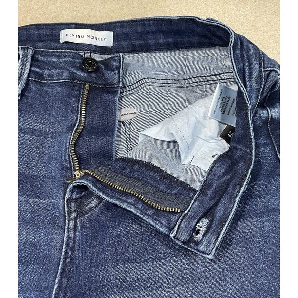 Flying Monkey Women’s Size 29 Front Slit Straight Dark Wash Stretchy Blue Jeans - Picture 7 of 12